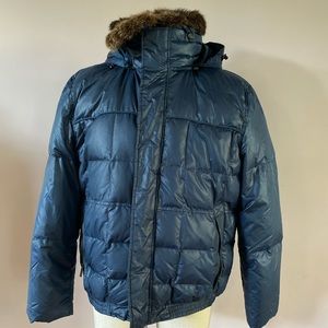 Men’s Down puffer jacket with fur collar and hood